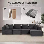 Canapé modulaire sectionnel nuage 107/137, canapé sans armature à assise profonde, canapés de sol confortables convertibles avec poufs et mousse à mémoire de forme