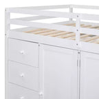 Lit mezzanine pleine taille Teddy Fleece avec étagère de rangement et tiroirs, lit mezzanine haut en bois avec bureau polyvalent pour chambre à coucher