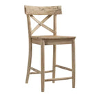 Picket House Furnishings Tabouret de bar hauteur comptoir Keaton 1 pc Plage : Milieu de siècle moderne, Structure en acacia, Design dossier en X
