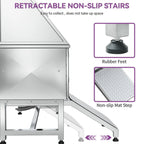 Baignoire de toilettage pour animaux de compagnie réglable, 50 W, en acier inoxydable, avec rampe à marches
