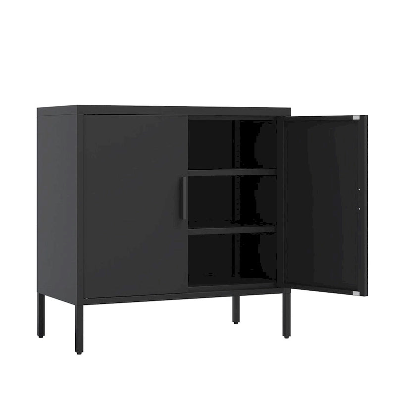 Armoire de rangement métallique avec 2 portes et 2 étagères réglables, armoire de rangement de garage verrouillable en acier, armoire de classement en métal