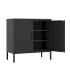 Armoire de rangement métallique avec 2 portes et 2 étagères réglables, armoire de rangement de garage verrouillable en acier, armoire de classement en métal