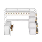 Lit mezzanine simple avec 7 tiroirs, 2 étagères, armoire et bureau pour enfants et adolescents