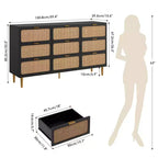 Commode en rotin pour la chambre, meubles à tiroirs grande capacité pour le rangement, adaptés au salon, à l'entrée et à la chambre d'enfant.