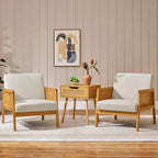 Yaheetech Lot de 2 fauteuils d'appoint rembourrés avec côtés en rotin pour Salons, Chambres