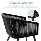 Lot de 2 chaises de salle à manger d'extérieur Best Choice Products, en osier tressé, capacité de 113 kg