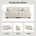 Canapé en velours côtelé beige 87 avec 2 oreillers, canapé profond en forme de voilier pour salon, petit espace, bureau, appartement - Morden Fort
