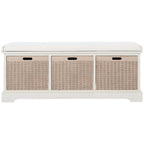 Banc de rangement SAFAVIEH Fiorello avec coussin et 3 tiroirs - 47,3 L x 15 P x 19 H - 47 L x 15 P x 19 H