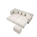 Canapé-lit gigogne 3-en-1 King Size Whisen Velvet et canapé convertible avec pouf mobile, design capitonné