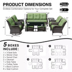 Ensemble de salon d'extérieur haut de gamme UPTIOT avec canapé, fauteuils pivotants et ottoman pour un confort et un style optimaux