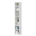 VECELO Armoire de salle de bain étroite de 180 cm de haut, en bois massif, 8 étagères, meuble de rangement autonome
