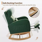 Fauteuil à bascule moderne avec oreiller et poches latérales, pour salon, chambre à coucher