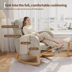 Fauteuil à bascule moderne avec oreiller et poches latérales, pour salon, chambre à coucher