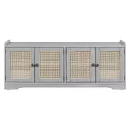 Banc de rangement rustique en bois Whisen, banc à chaussures d'entrée avec coussin amovible, étagères réglables