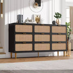 Commode en rotin pour la chambre, meubles à tiroirs grande capacité pour le rangement, adaptés au salon, à l'entrée et à la chambre d'enfant.
