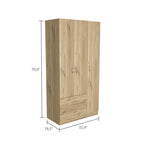 Armoire 3 portes FM Furniture Eureka avec 2 tiroirs, étagères intérieures et tringle