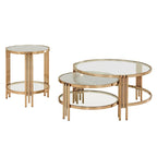Table basse en verre texturé finition champagne doré avec étagère Bruges par iNSPIRE Q Bold