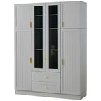Armoire de rangement de cuisine sur pied Whisen 71H, grand buffet de salle à manger avec 6 portes et étagères réglables