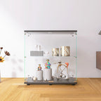 Vitrine en verre à deux portes 2 étagères avec porte