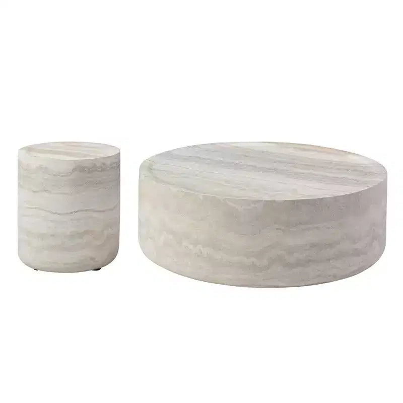 Table Basse Ronde Motif MARS Faux Table de Cocktail Table Centrale Table d'Appoint Table de Chevet - ModernLuxe