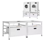 Socle de lave-linge et sèche-linge VEVOR, hauteur 57,4 cm, 73,6 x 73,6 cm, avec tiroir coulissant et espace de rangement, capacité de charge 362,9 kg, antidérapant, blanc