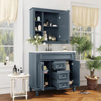 Meuble-lavabo moderne de 36 po avec vasque et armoire à miroir, 2 portes et 2 tiroirs