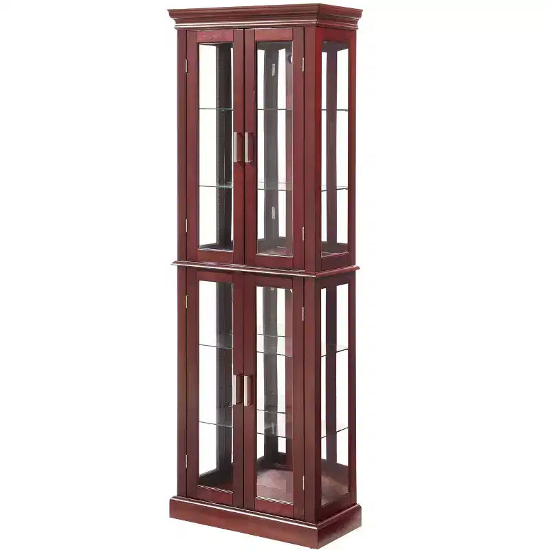 Vitrine, meuble vitrine avec 6 étagères réglables et portes en verre trempé, meuble haut pour salon, chambre à coucher