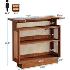 Meuble de bar en rotin pour la maison, table de bar de ferme à 4 niveaux avec 4 porte-verres à pied, brun caramel