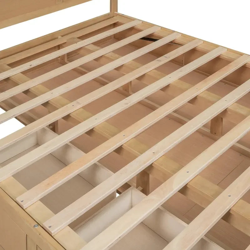 Lit plateforme en bois avec rangement inférieur et 2 tiroirs