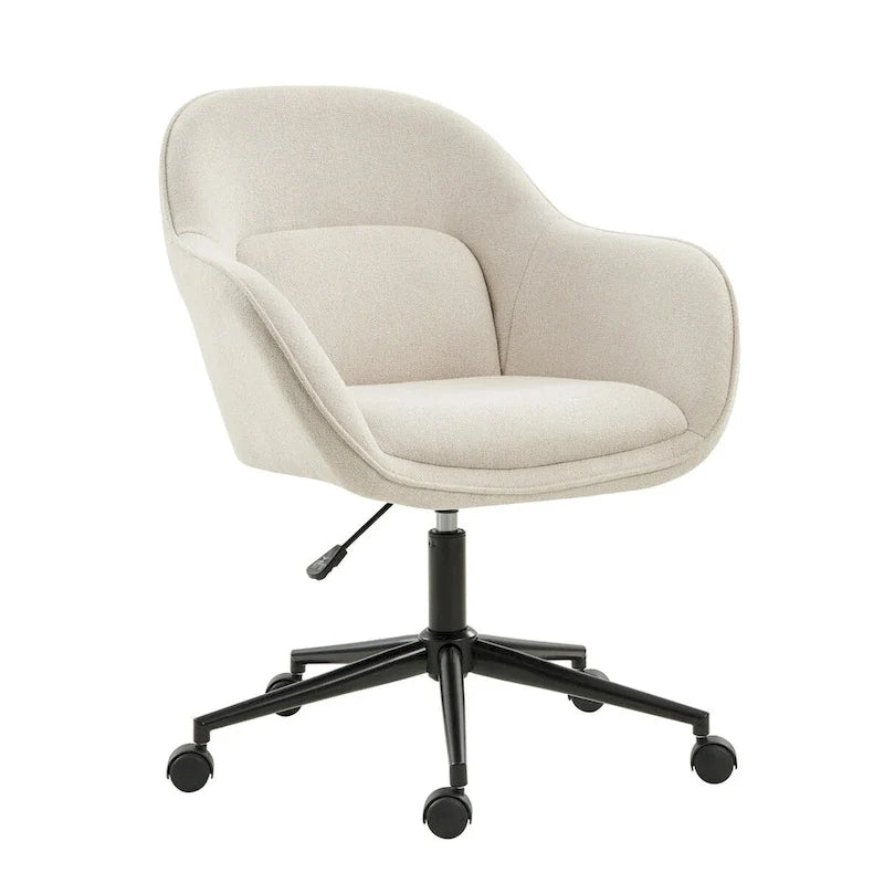 Chaise de bureau Victoria à dossier courbé pivotante avec roulettes et base en métal par HULALA HOME