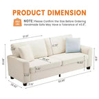 Canapé moderne 3 places de 83 po avec assise profonde, tissu doux, accoudoirs larges, housse de coussin amovible et lavable