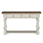 Table de canapé Morgan Creek antique blanc brossé et accents couleur tabac