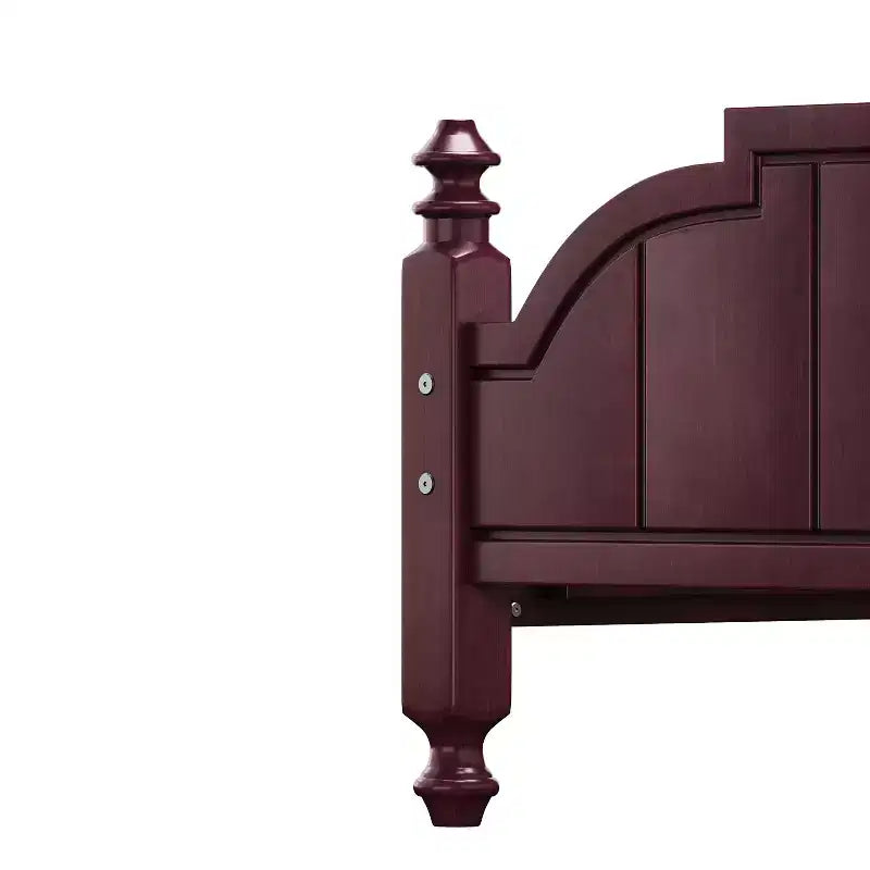 Cadre de lit plateforme Queen vintage - Pin massif, tête de lit en MDF, pas besoin de sommier