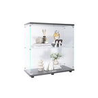Vitrine en verre à deux portes 2 étagères avec porte