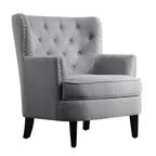 Moser Bay Mignon Fauteuil d'appoint à oreilles capitonné large de 76 cm en velours et lin