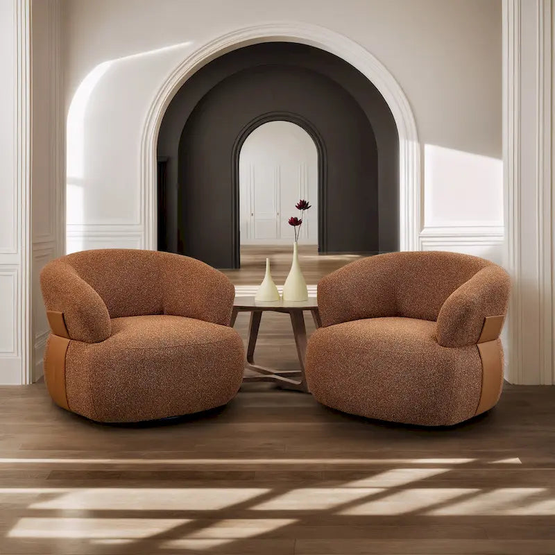 Fauteuil moderne Kieon 33W 360 pivotant en forme de tonneau - Lot de 2