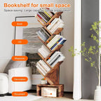 Étagère bibliothèque à 8 niveaux en forme d'arbre, style rustique, avec étagères ouvertes, idéale pour les salons, les chambres et les bureaux