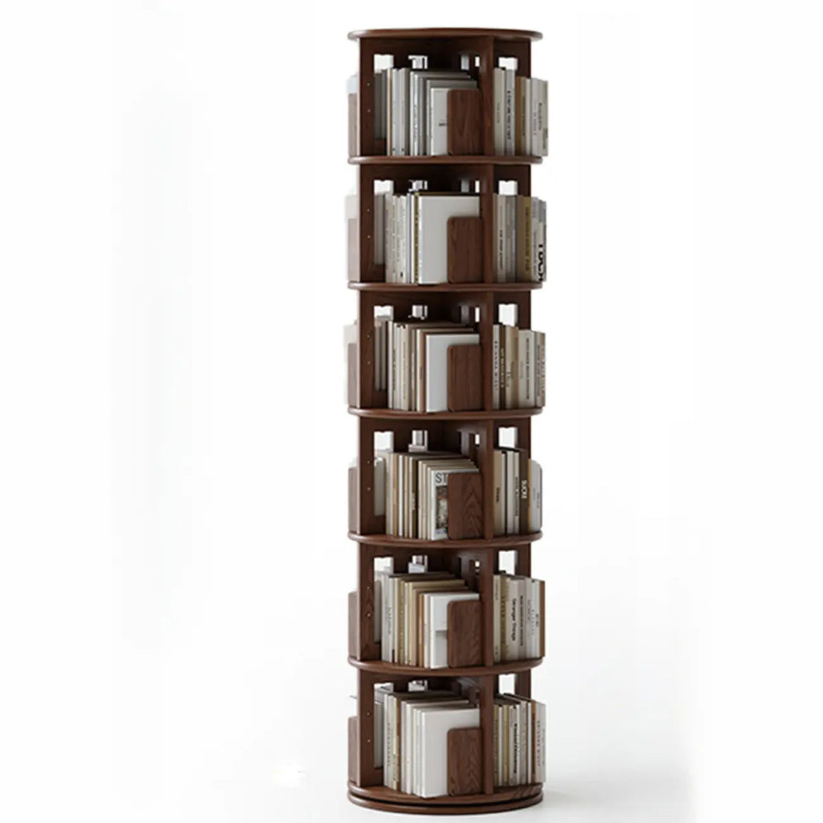 Bibliothèque verticale étroite rotative en bois