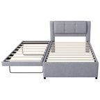 Lit plateforme tapissé Merax de taille standard avec lit gigogne