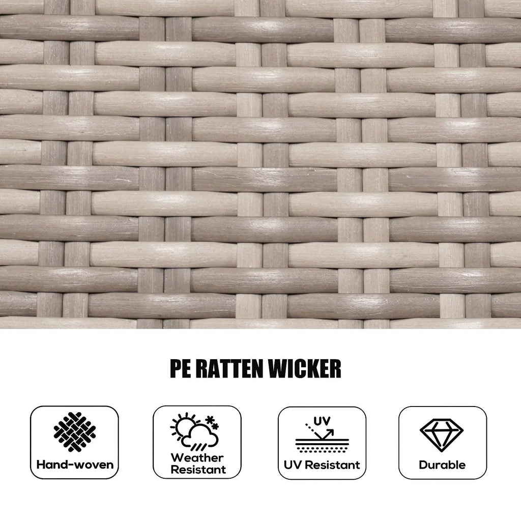 Ensemble de salle à manger rond 7 pièces en rotin tressé d'extérieur avec coussins par Moda Furnishings