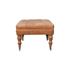 Repose-pieds Artisan Furniture en cuir de buffle tanné, avec roulettes