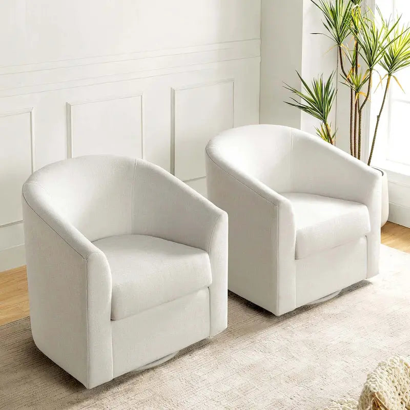 Lot de 2 fauteuils crapauds modernes rembourrés Cuenca avec base pivotante