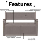 Banc de rangement en résine tout temps avec compartiment caché verrouillable - Aspect rotin, capacité de 227 kg, rangement de 265 litres