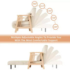 Fauteuil convertible en tissu ATJafurn, fauteuil futon d'appoint avec structure en bois massif, chaise longue lit pour chambre ou salon, beige
