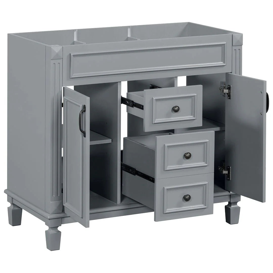 Meuble-lavabo moderne de 36 po avec vasque et armoire à miroir, 2 portes et 2 tiroirs