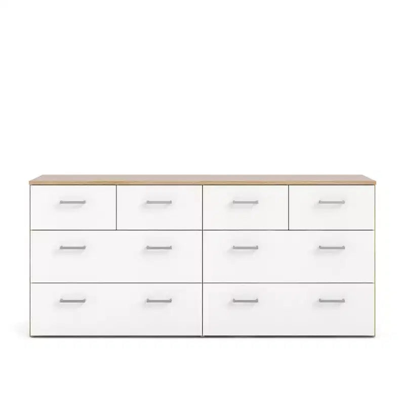 Tvilum, Commode double à 8 tiroirs chêne structure/blanc