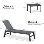 PURPLE LEAF Ensemble de 2 chaises longues de jardin, transats d'extérieur avec cadre en aluminium