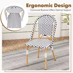 Lot de 4 chaises de bistrot françaises Costway avec rotin tressé à la main et cadre en métal galvanisé pour l'extérieur