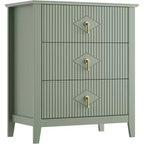 2 tables de chevet cannelées en bois, commode à 3 tiroirs de 69,85 cm de large, tables de nuit modernes, commode de chambre à coucher, salon