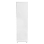 Armoire en bois blanc de 156 cm avec 2 tiroirs, tringle et étagères